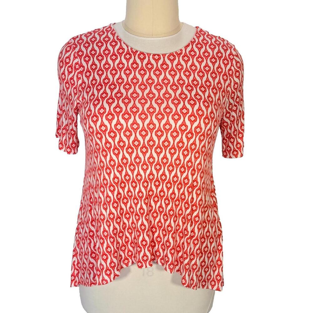 Chico's Tunic Tee Shirt Womens Size XL White Red Repeat Print Scoop Neck NWOT